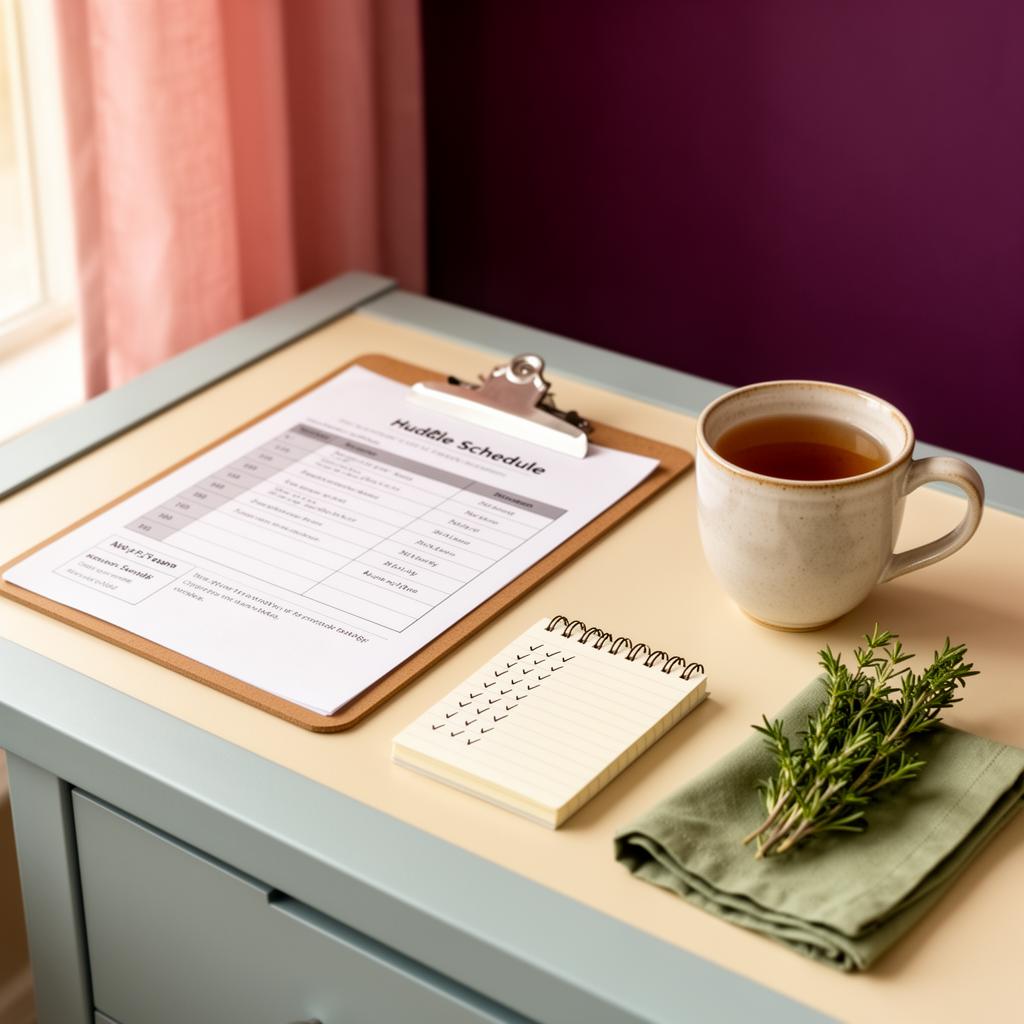 Care station with handwritten notes and a checklist